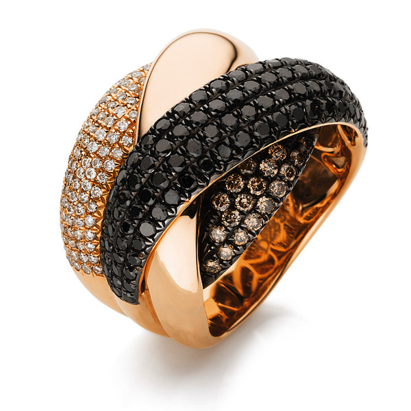 Ring 18 kt RG. teils schwarz rhodiniert