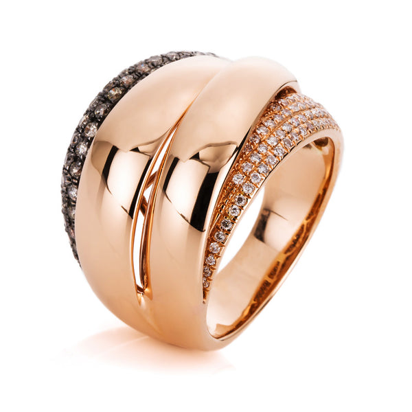 Ring 18 kt RG. teils schwarz rhodiniert