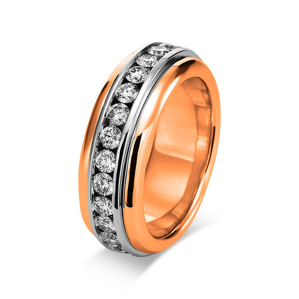 Ring 18 kt RG+WG. mattiert + poliert