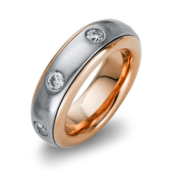 Ring 18 kt RG+WG. mattiert + poliert