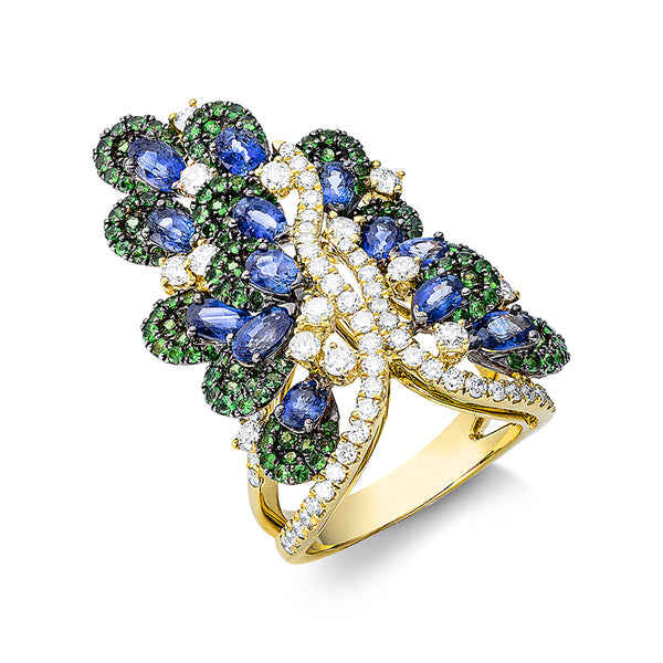 Ring 18 kt GG. Fassung teils schwarz rhodinie