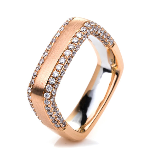 Ring 18 kt RG+WG. mattiert