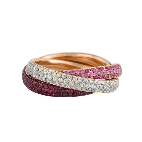 Ring 18 kt RG. teils schwarz rhodiniert