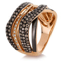 Ring 18 kt RG. teils schwarz rhodiniert