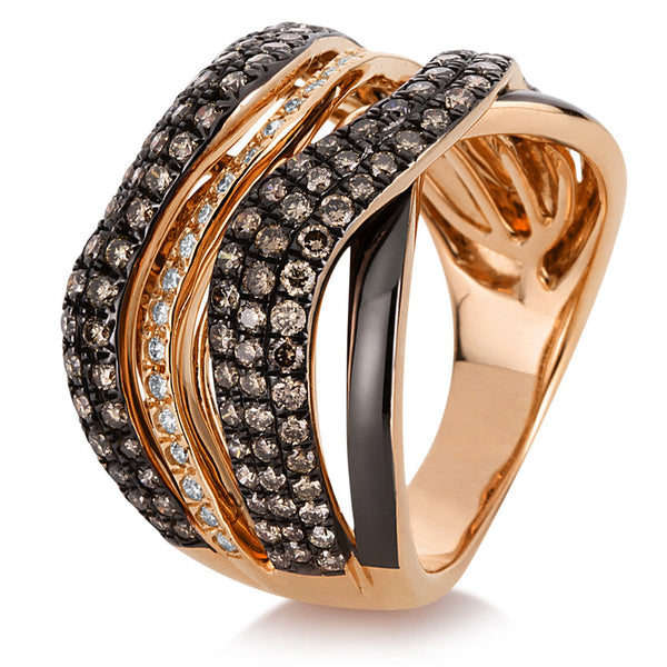 Ring 18 kt RG. teils schwarz rhodiniert