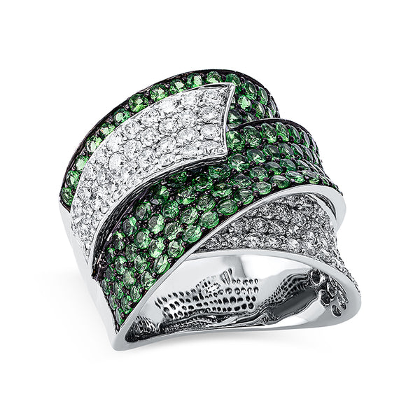 Ring 18 kt WG. Fassung teils schwarz rhodinie