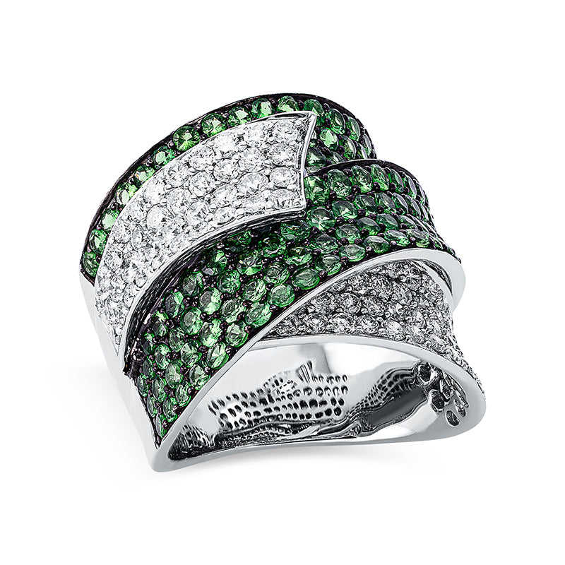 Ring 18 kt WG. Fassung teils schwarz rhodinie
