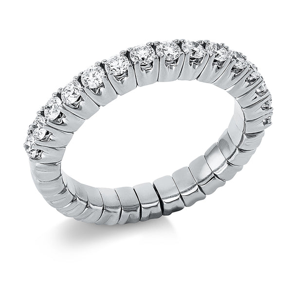 Ring 4er-Krappe 18 kt WG. Flex-Band. variabel. rhodinier