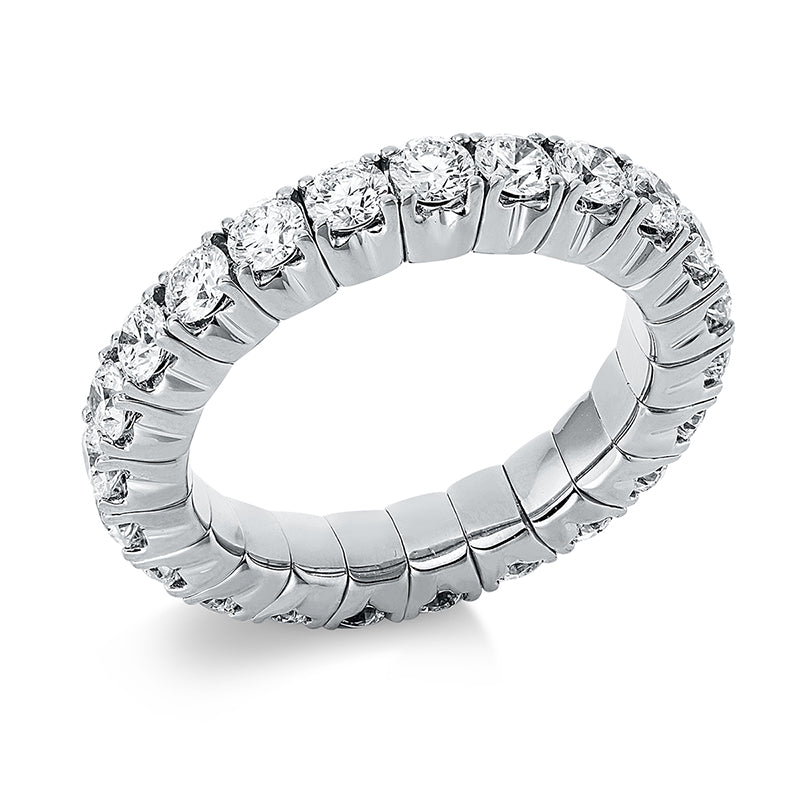 Ring 4er-Krappe 18 kt WG. Flex-Band. variabel. rhodinier