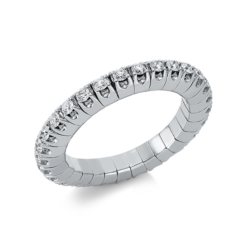 Ring 4er-Krappe 18 kt WG. Flex-Band. variabel. rhodinier