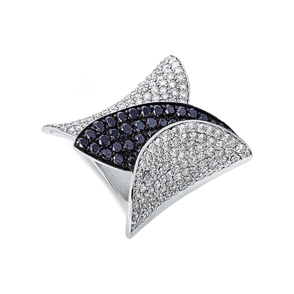 Ring 18 kt WG. Fassung teils schwarz rhodinie