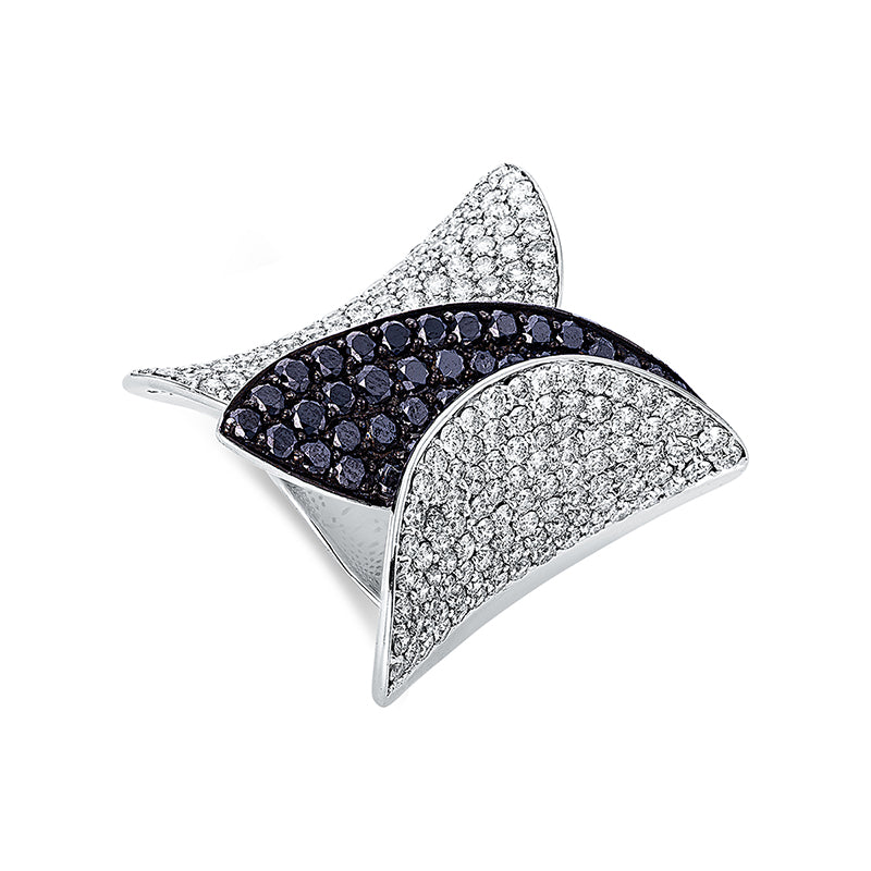 Ring 18 kt WG. Fassung teils schwarz rhodinie