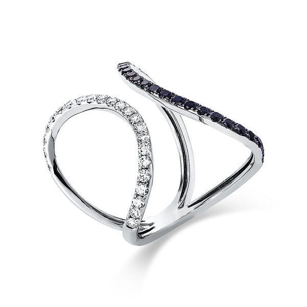 Ring 18 kt WG. Fassung teils schwarz rhodinie