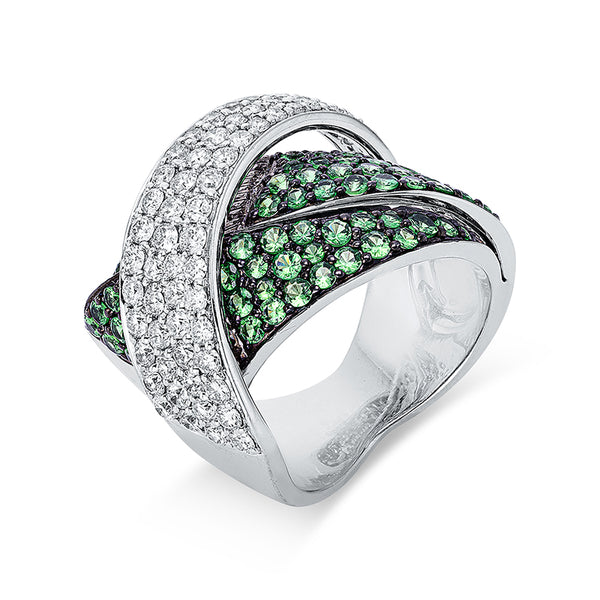 Ring 18 kt WG. Fassung teils schwarz rhodinie