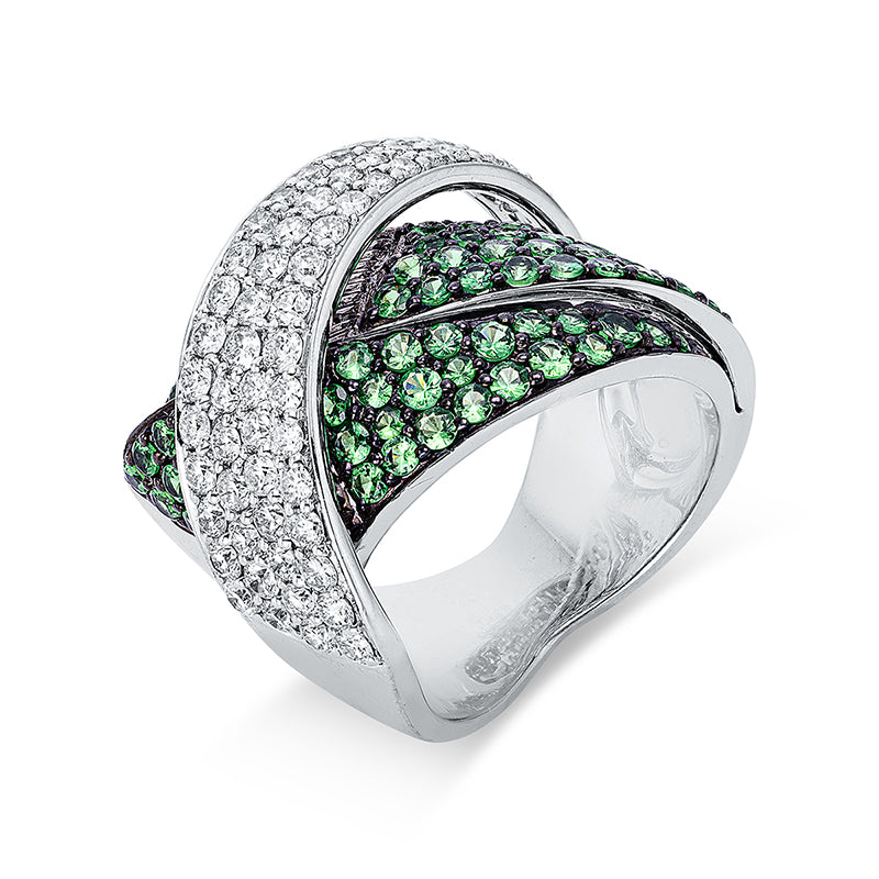 Ring 18 kt WG. Fassung teils schwarz rhodinie