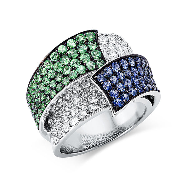 Ring 18 kt WG. Fassung teils schwarz rhodinie