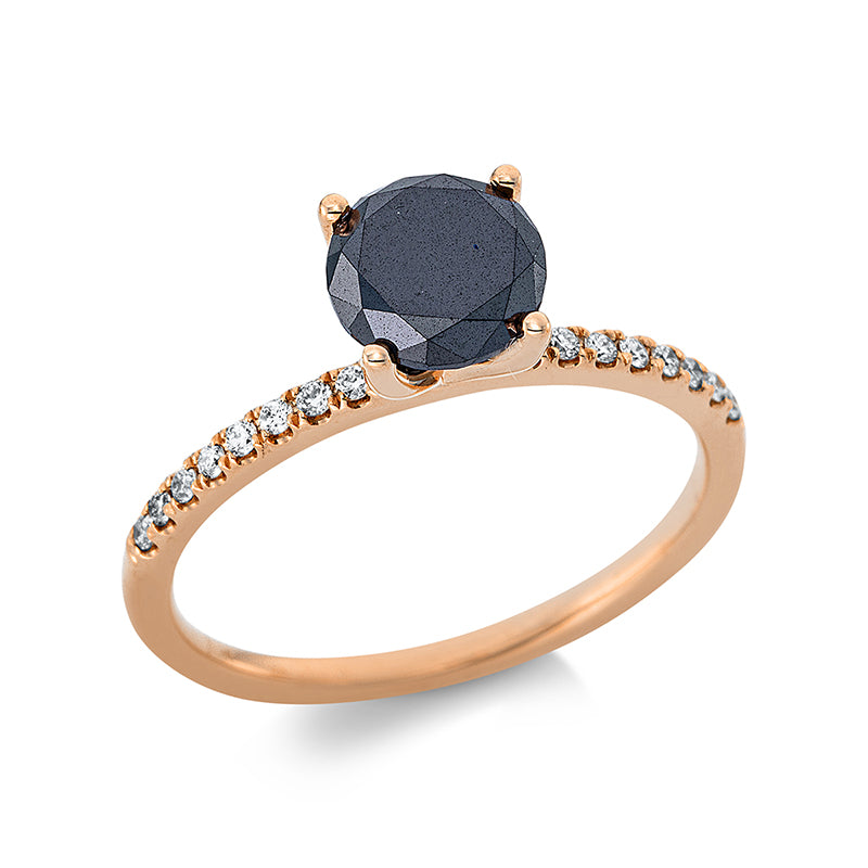 Ring 18 kt RG. Fassung teils schwarz rhodinie