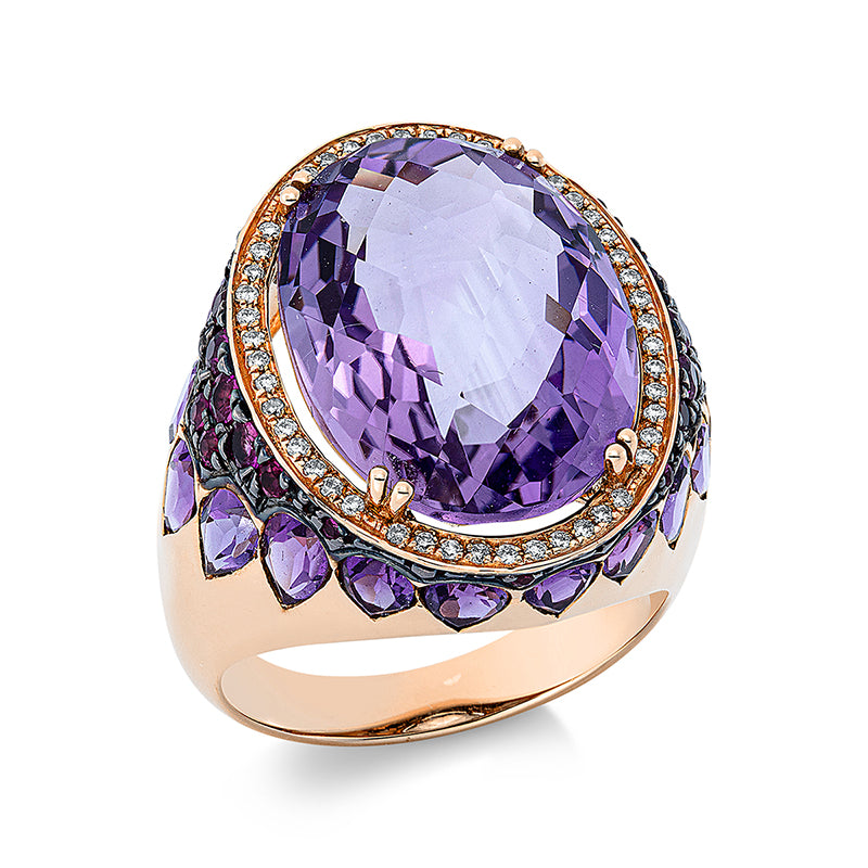 Ring 18 kt RG. tls. schw. rho