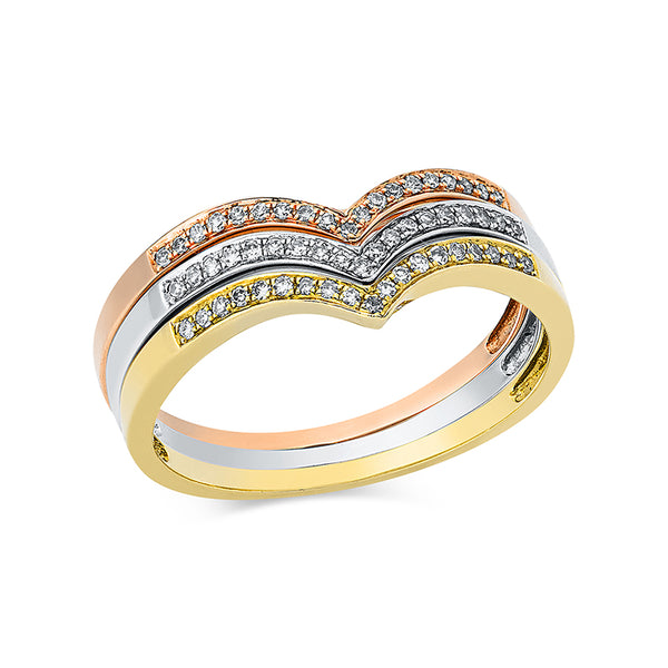Ring 18 kt WG+GG+RG. drei einzelne Ringe