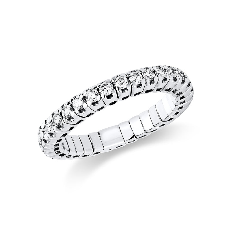 Ring 4er-Krappe 18 kt WG. Flex-Band. variabel. rhodinier