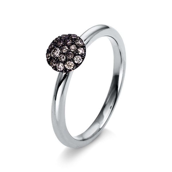 Ring 18 kt WG. Fassung schwarz rhodiniert