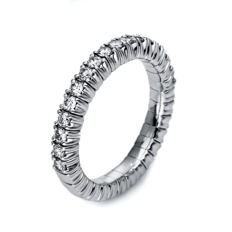 Ring 4er-Krappe 18 kt WG. Flex-Band. variabel. rhodinier