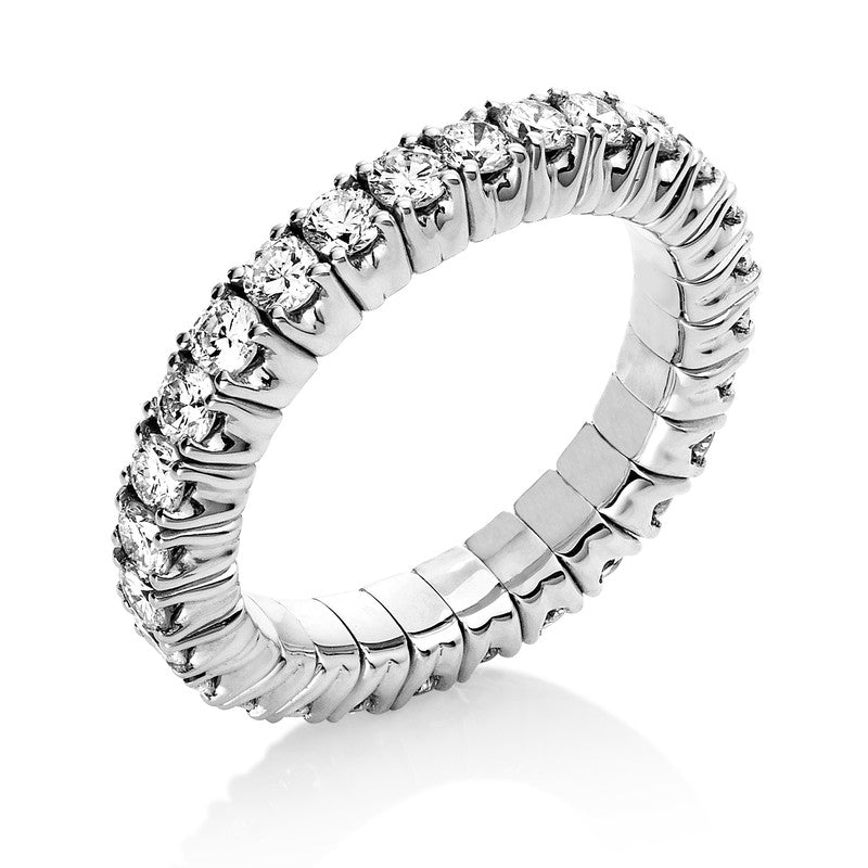 Ring 4er-Krappe 18 kt WG. Flex-Band. variabel. rhodinier