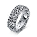 Ring 4er-Krappe 18 kt WG. Flex-Band. variabel. rhodinier