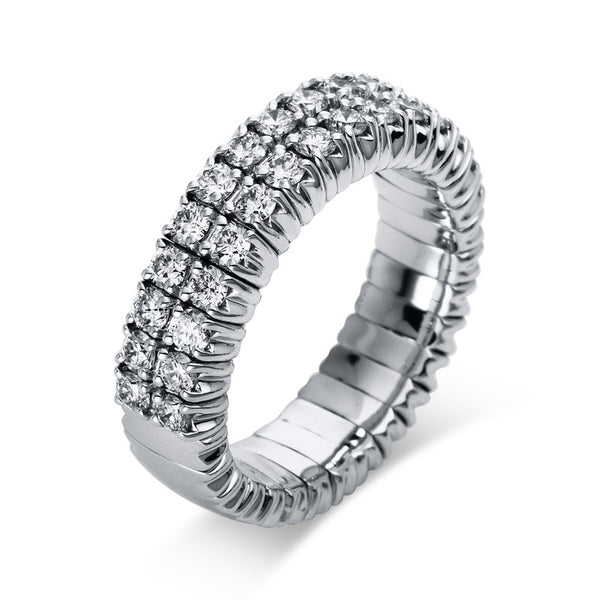 Ring 4er-Krappe 18 kt WG. Flex-Band. variabel. rhodinier