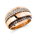 Ring 18 kt RG. Fassung teils schwarz rhodinie