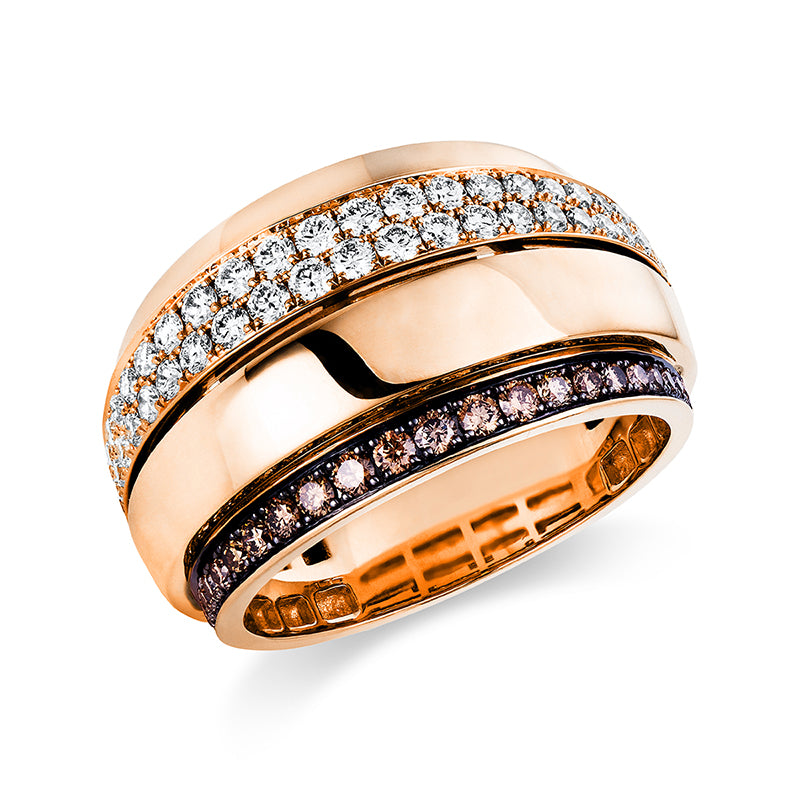 Ring 18 kt RG. Fassung teils schwarz rhodinie