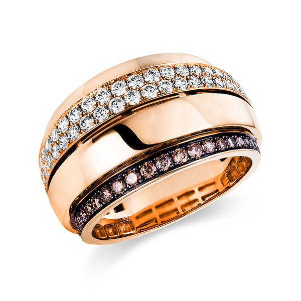 Ring 18 kt RG. Fassung teils schwarz rhodinie