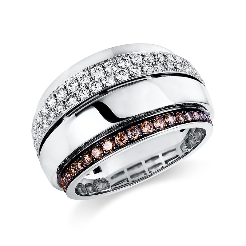 Ring 18 kt WG. Fassung teils schwarz rhodinie