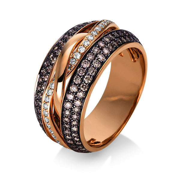 Ring 18 kt RG. teils schwarz rhodiniert