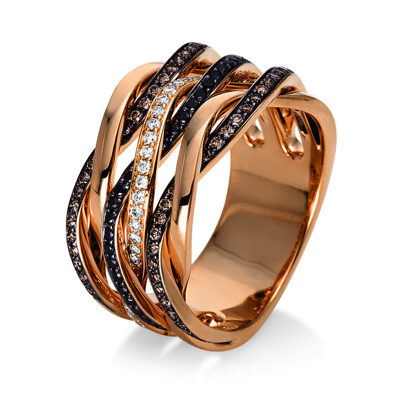 Ring 18 kt RG. teils schwarz rhodiniert