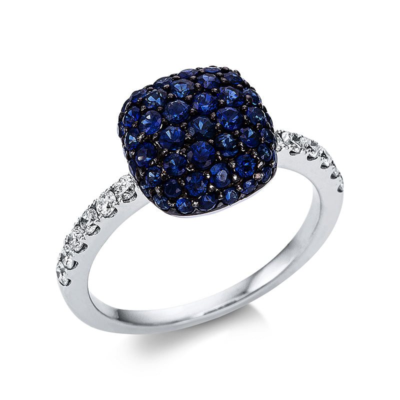 Ring 14 kt WG. Fassung schwarz rhodiniert