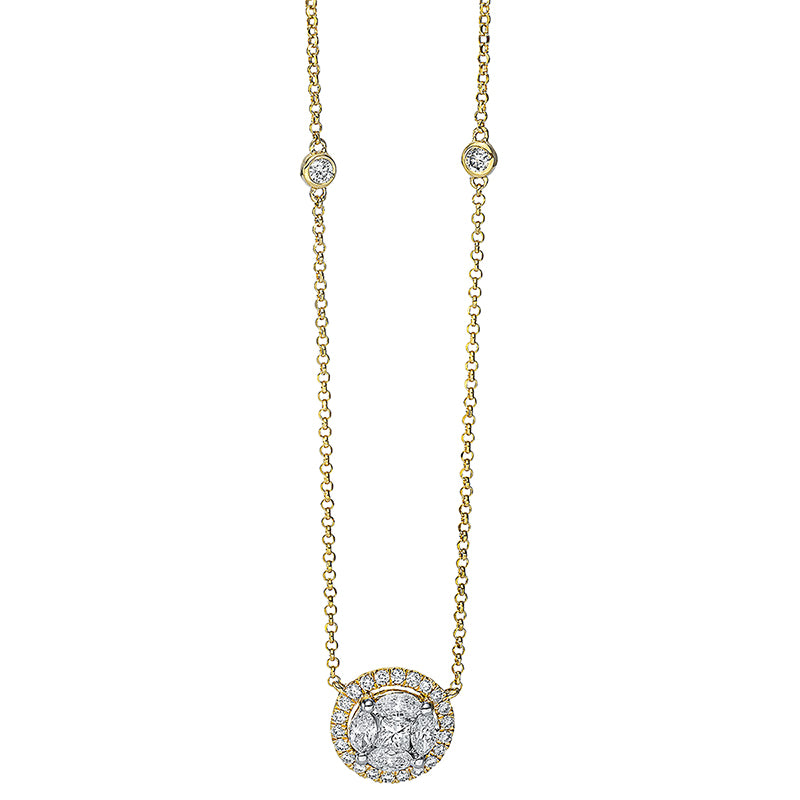 Collier 18 kt GG+WG. mit ZÖ 38 cm + 40 cm