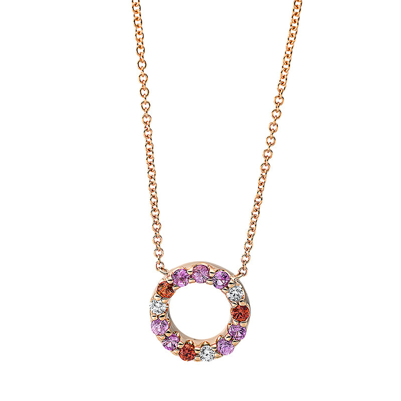 Collier 18 kt RG Kreis. mit ZÖ 40 cm + 43 cm