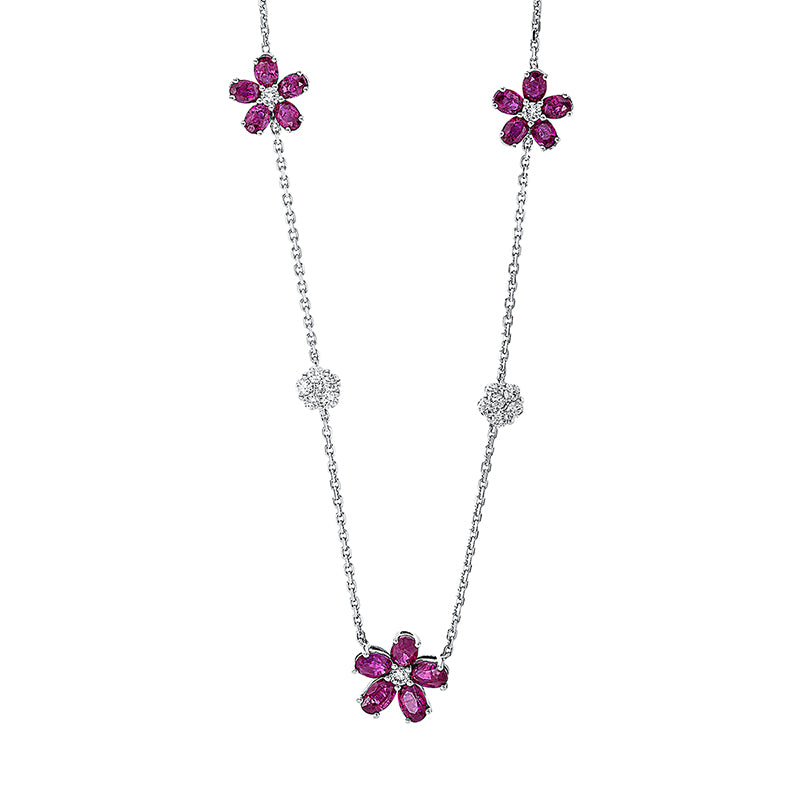 Collier 18 kt WG Blumen