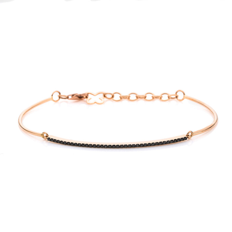 Armband 14 kt RG. Fassung schwarz rhodiniert