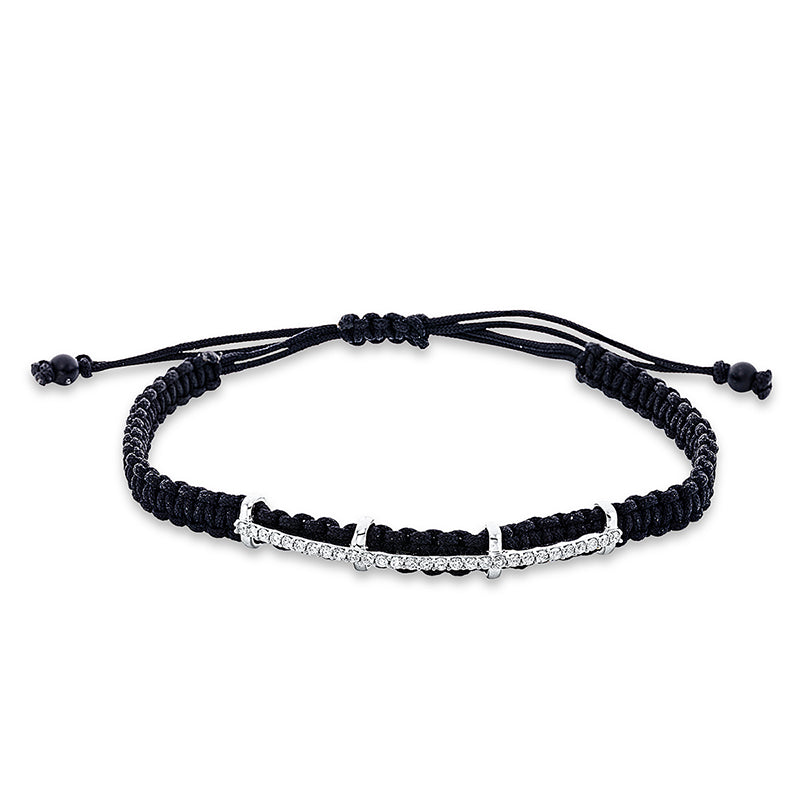 Armband 18 kt WG. black cord strap