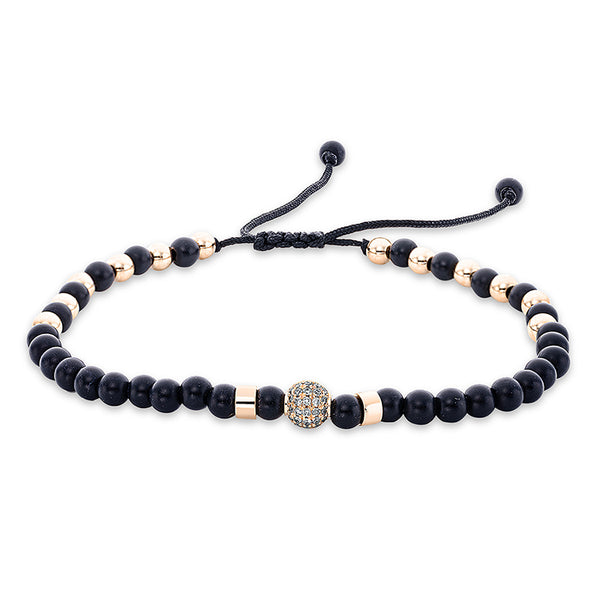 Armband 18 kt RG. black cord