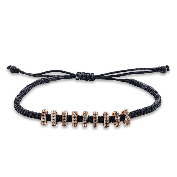 Armband 18 kt RG. black cord strap