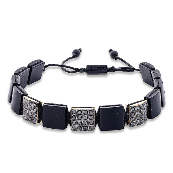 Armband 18 kt RG. Fassung teils schwarz rhodinie