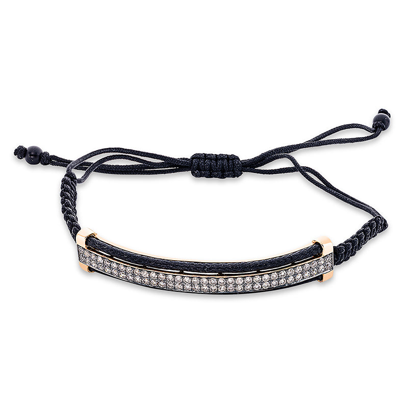 Armband 18 kt RG. black cord starp