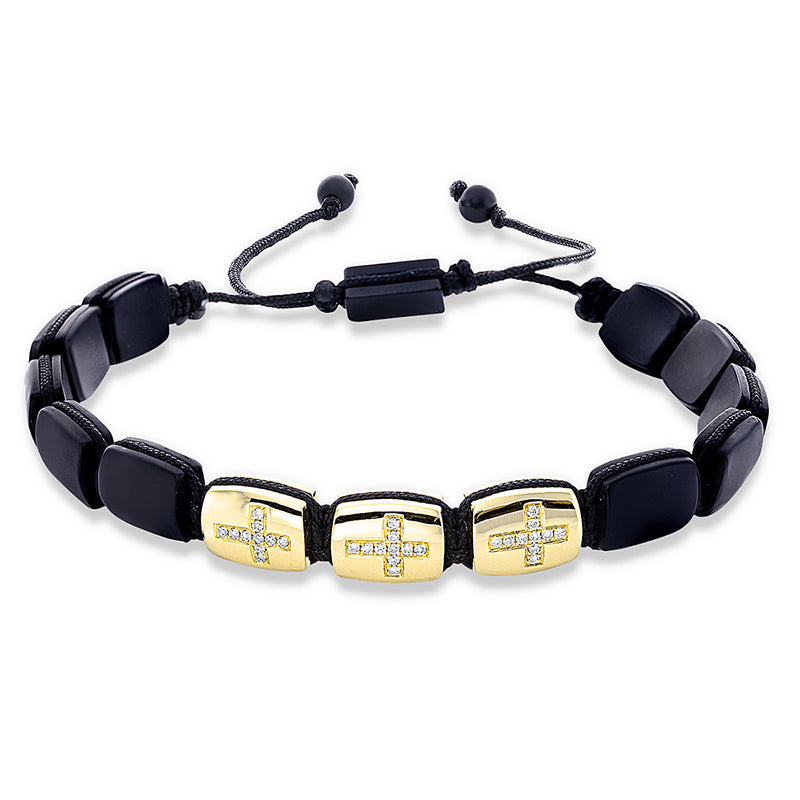 Armband 18 kt GG. black cord strap