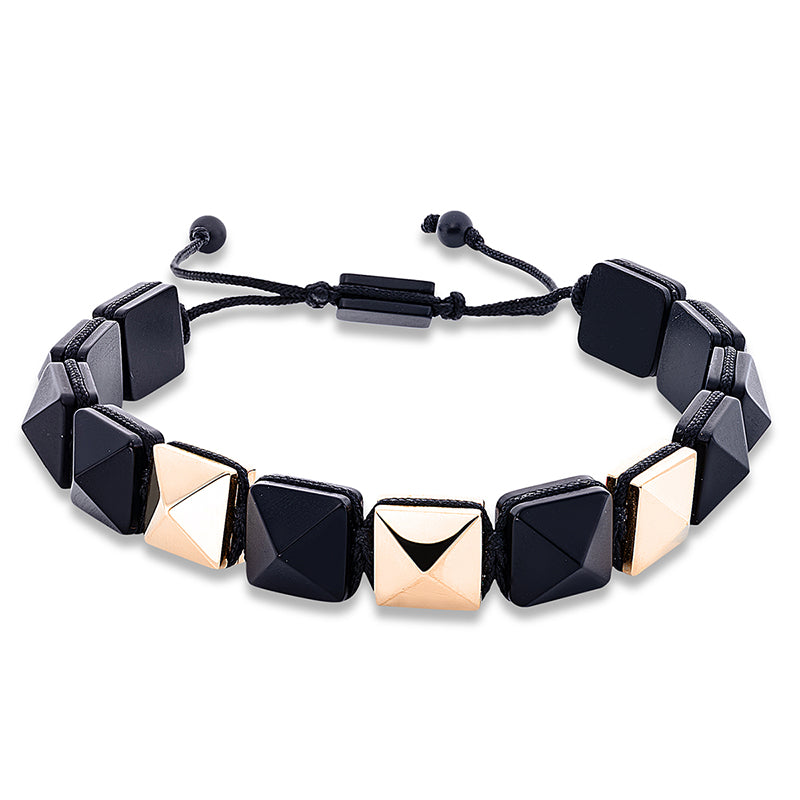 Armband 18 kt RG. black cord strap