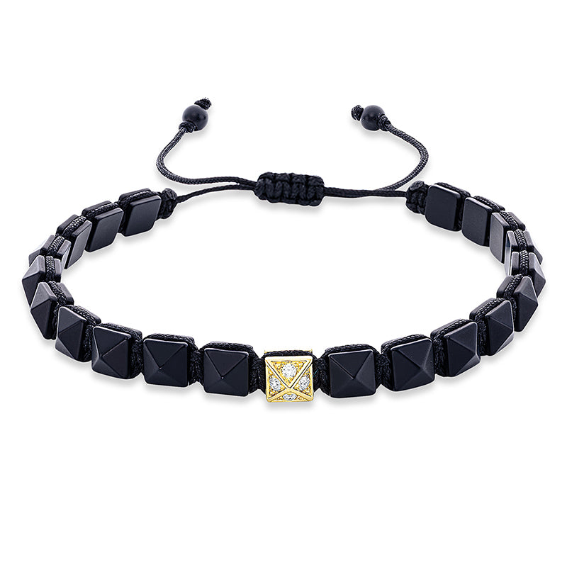 Armband 18 kt GG. black cord strap