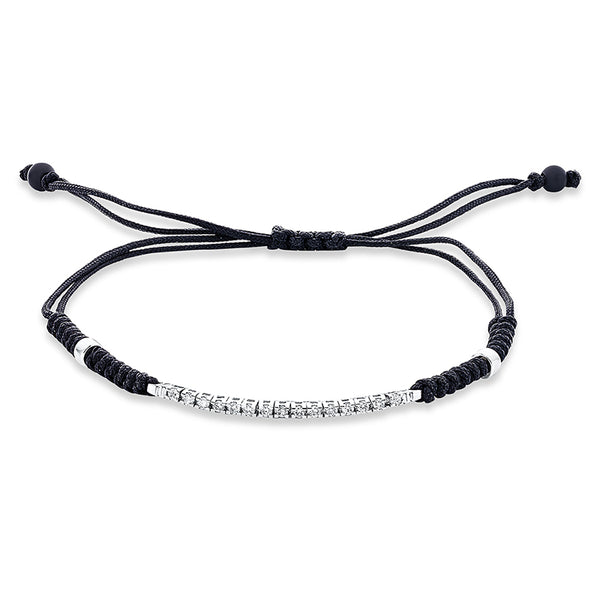 Armband 18 kt WG. black cord strap