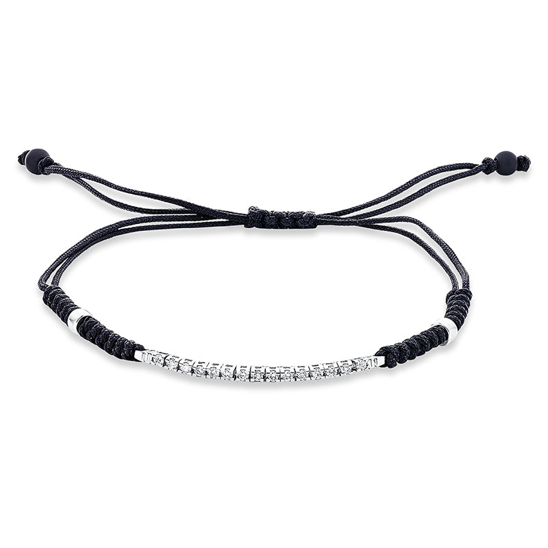 Armband 18 kt WG. black cord strap